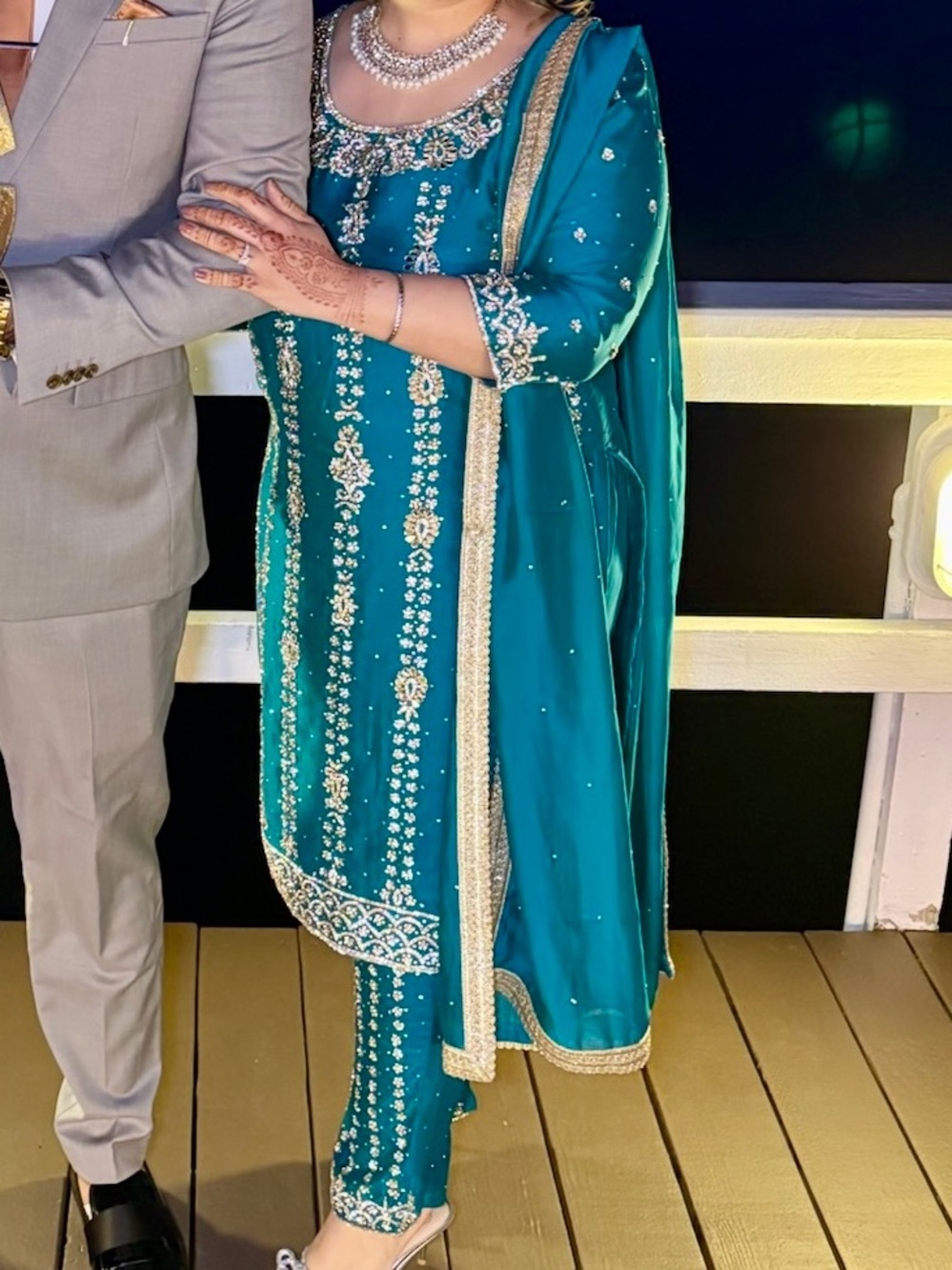 Teal Embellished Salwar Kameez Set